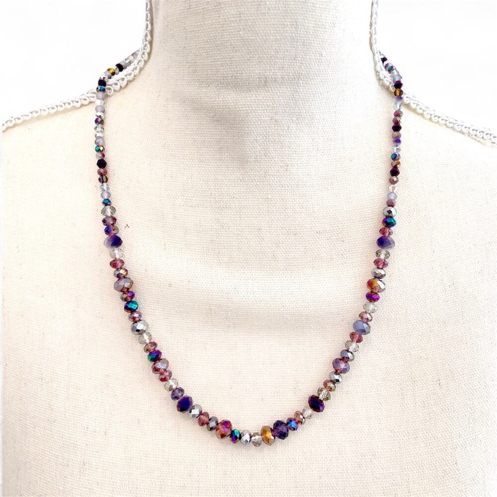 Purple Swarovski Beaded Necklace